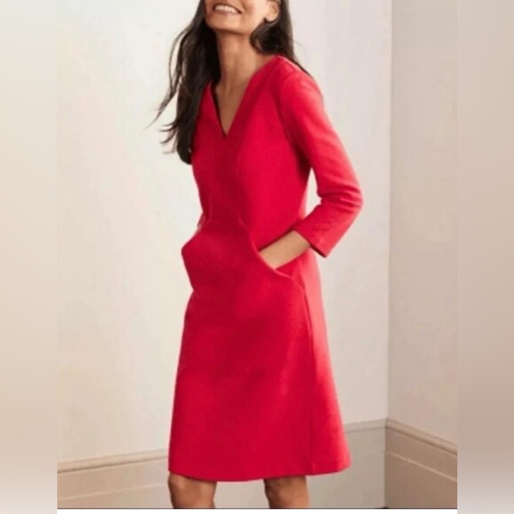 Boden Vibrant Pink Long Sleeve Dress